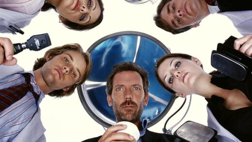 the cast of house md in a circle looking down
